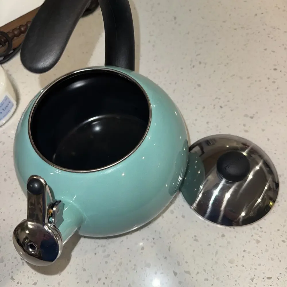 Farberware Luna 2.5-quart whistling kettle in aqua turquoise